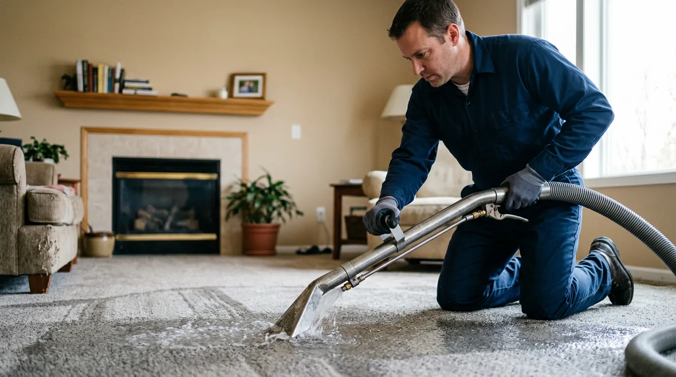 Water damage restoration technician working near Cedar Rapids, NE